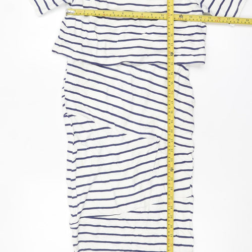 ASOS Women’s White Blue Striped Bodycon Midi Dress Size 6