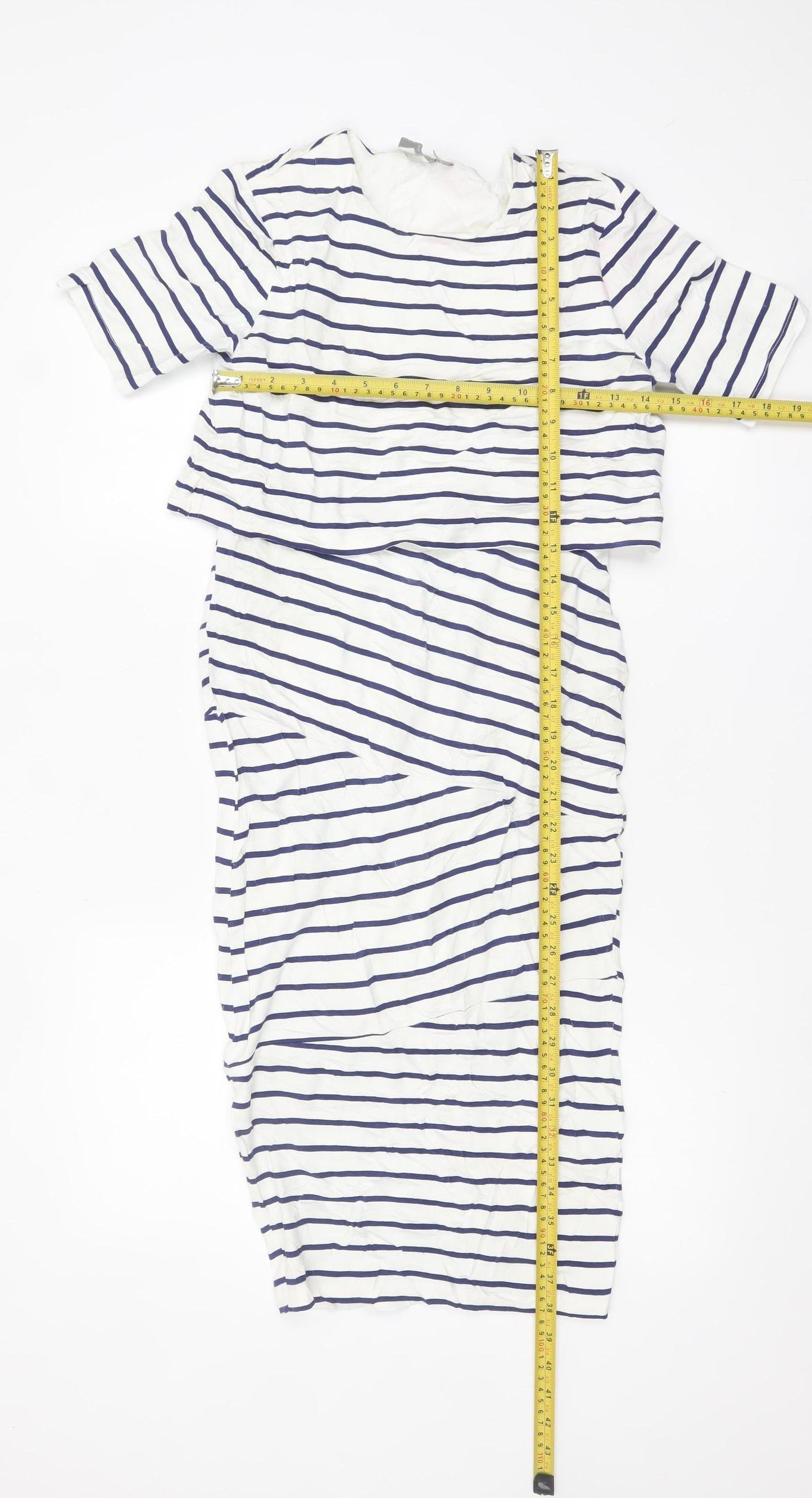 ASOS Women’s White Blue Striped Bodycon Midi Dress Size 6