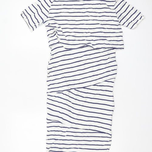 ASOS Women’s White Blue Striped Bodycon Midi Dress Size 6