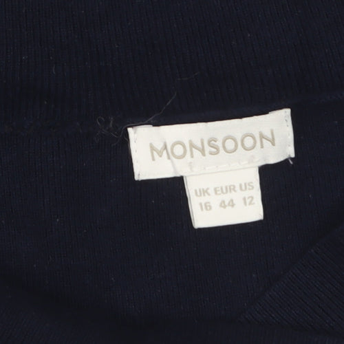 Monsoon Women's Blue V-Neck Knit Jumper Size 16