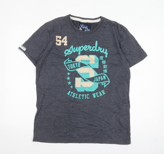 Superdry Men's Grey Graphic Athletic Short Sleeve T-Shirt Size L