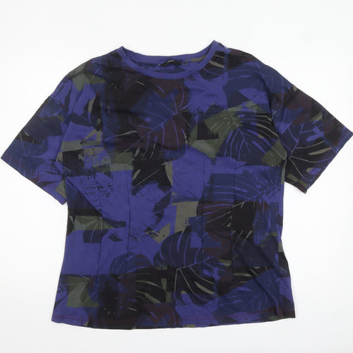 Next Women's Blue Floral Cotton T-Shirt Size 18