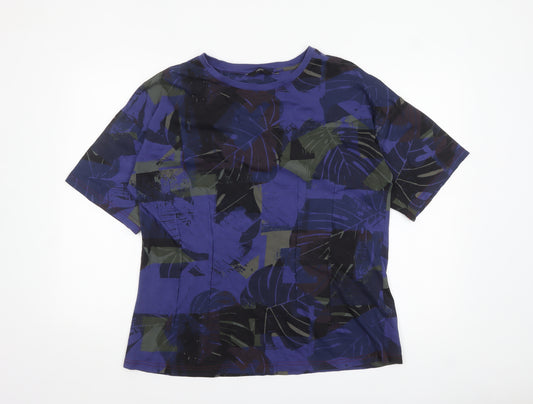 Next Women's Blue Floral Cotton T-Shirt Size 18