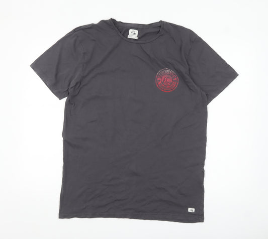 Quiksilver Men's Charcoal Short Sleeve Graphic Cotton T-Shirt L