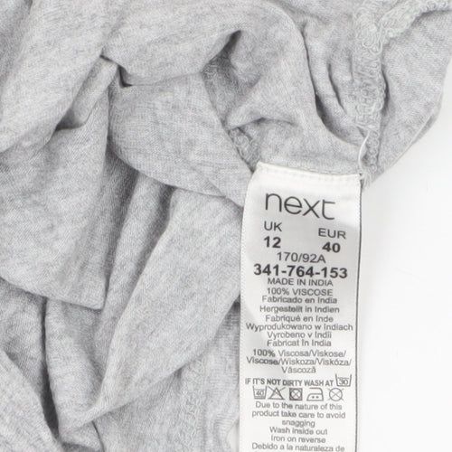 Next Women’s Grey Beaded Star T-Shirt Size 12 Short Sleeve Viscose