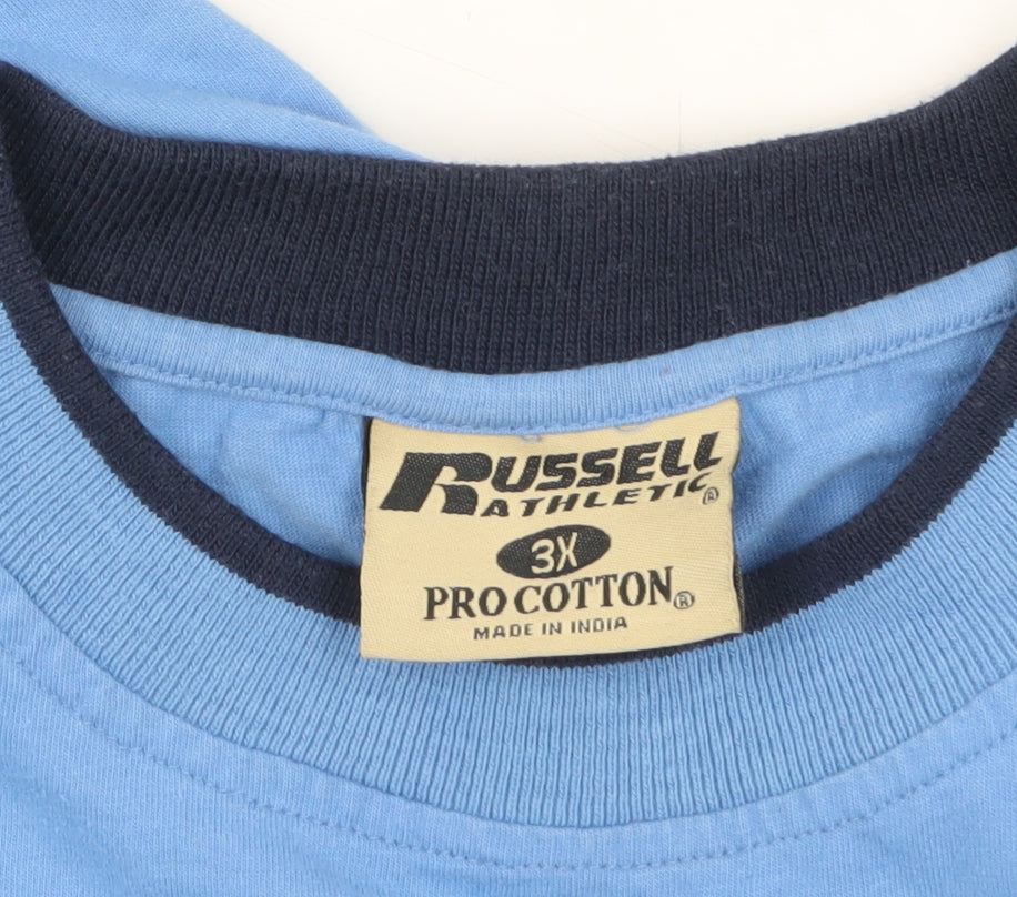 Russell Athletic Men's Blue 3XL Pro Cotton Crew Neck T-Shirt