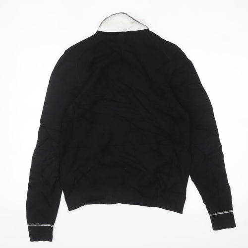 Marks and Spencer Men's Black Long Sleeve Cotton Polo Size S