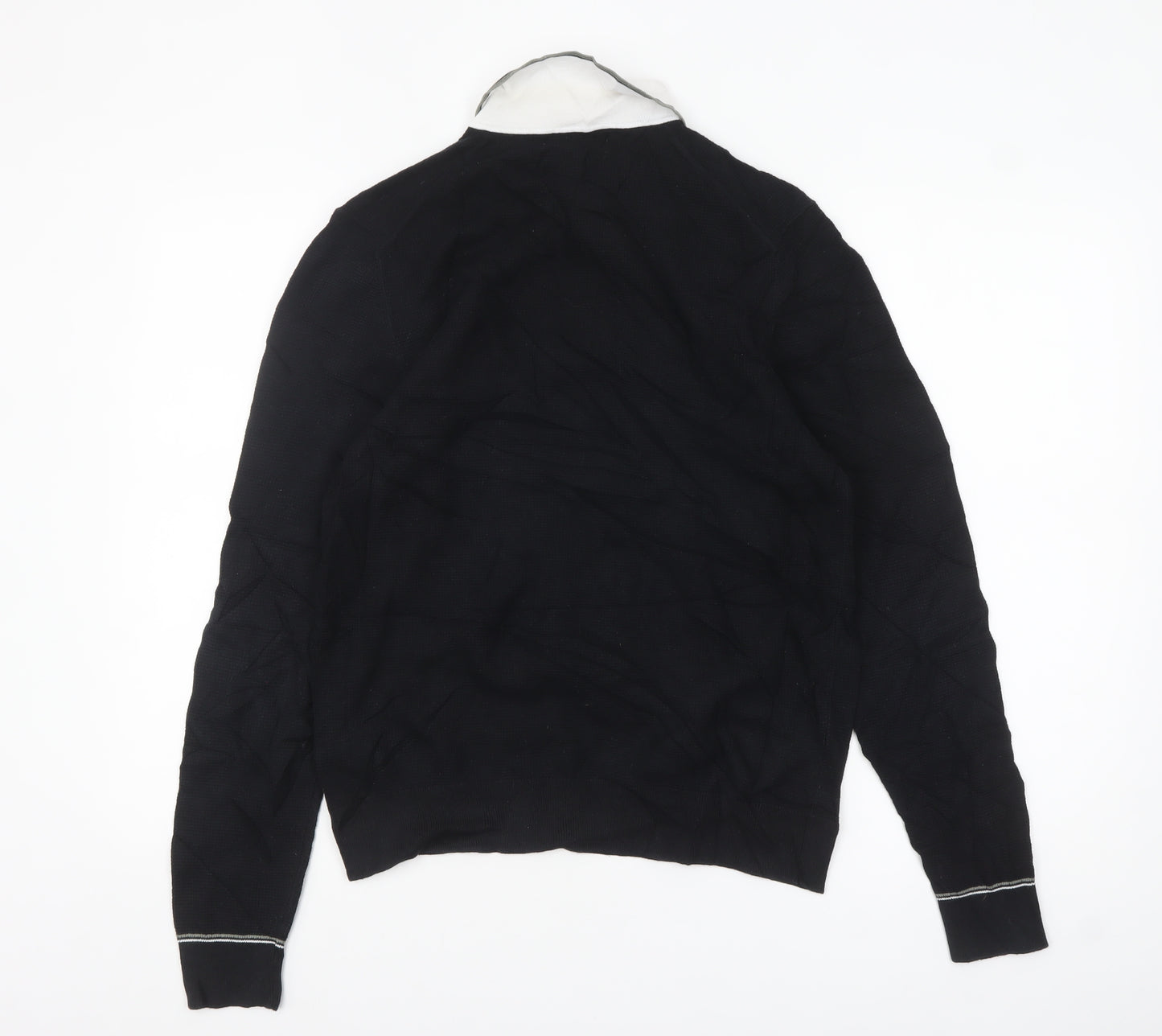 Marks and Spencer Men's Black Long Sleeve Cotton Polo Size S
