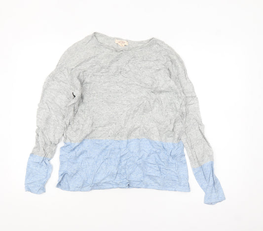 Fat Face Women's Grey Blue Cotton Pullover Jumper Size 10