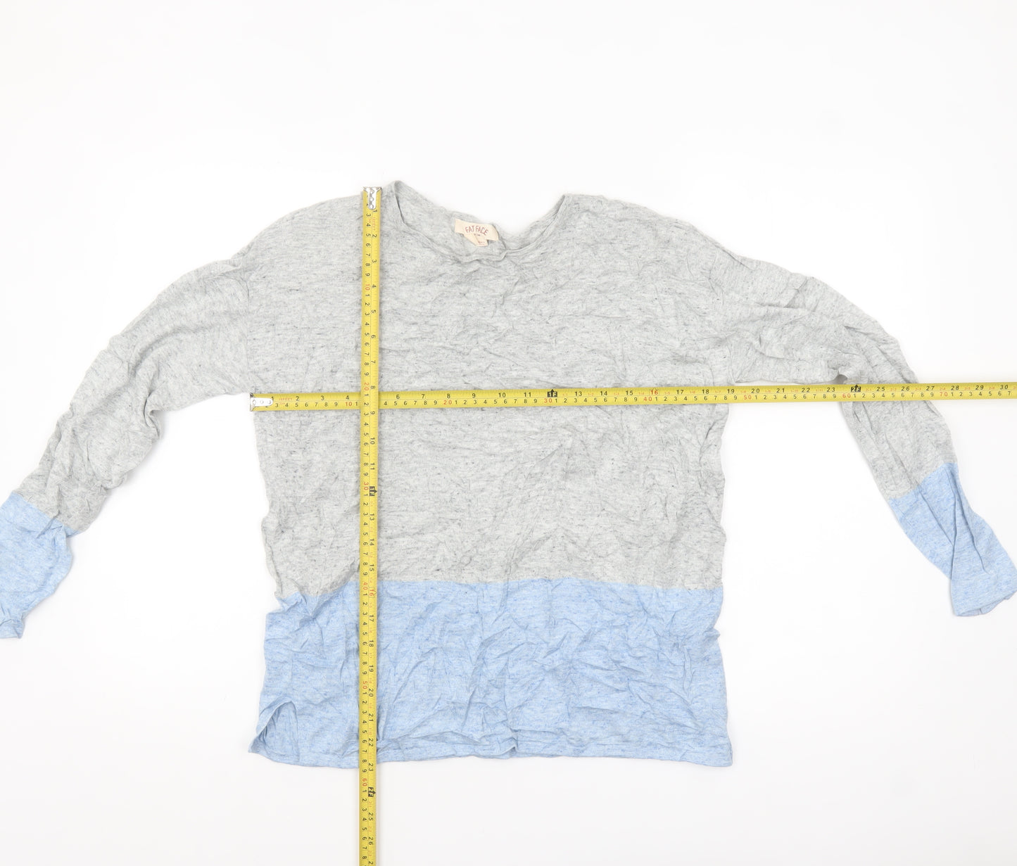 Fat Face Women's Grey Blue Cotton Pullover Jumper Size 10