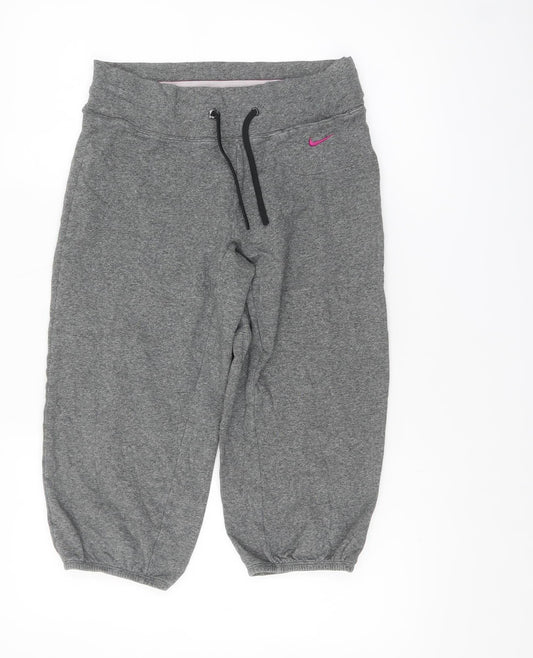 Nike Women’s Grey Dri-FIT Sweat Shorts S Regular Fit Activewear