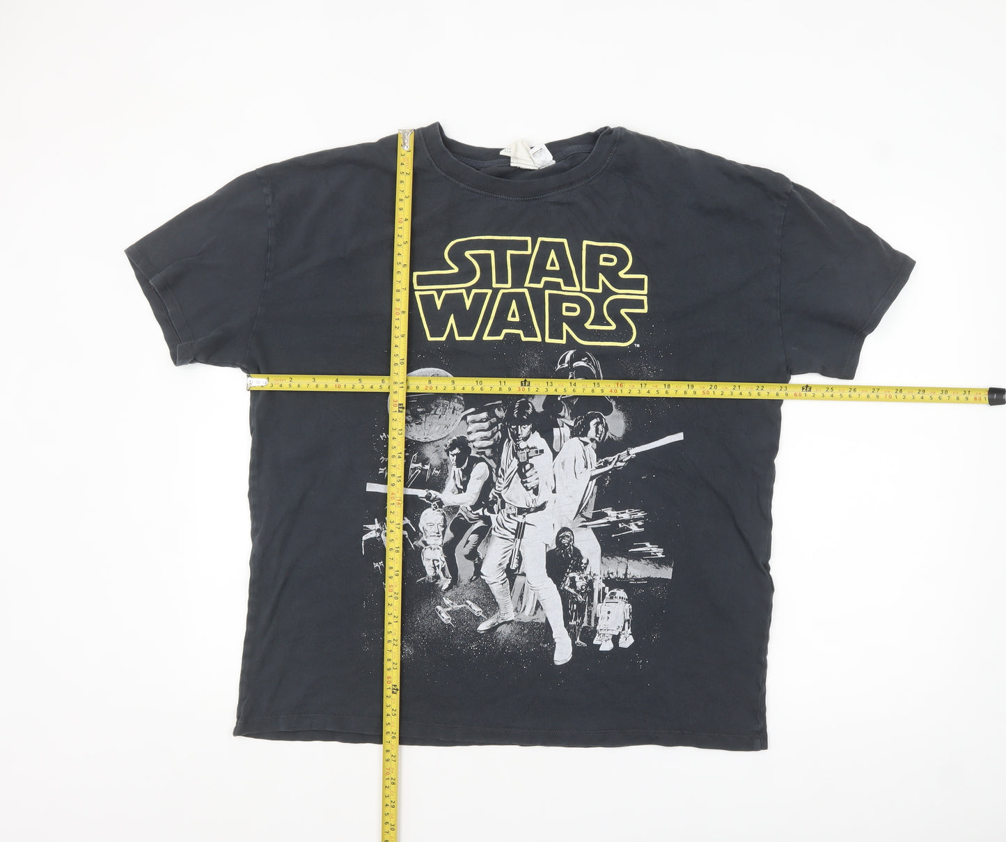 H&M Men Black Star Wars Graphic Print Crew Neck T-Shirt M