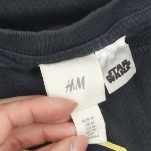H&M Men Black Star Wars Graphic Print Crew Neck T-Shirt M
