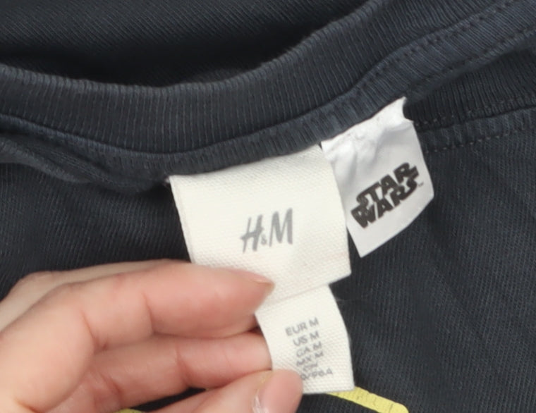 H&M Men Black Star Wars Graphic Print Crew Neck T-Shirt M