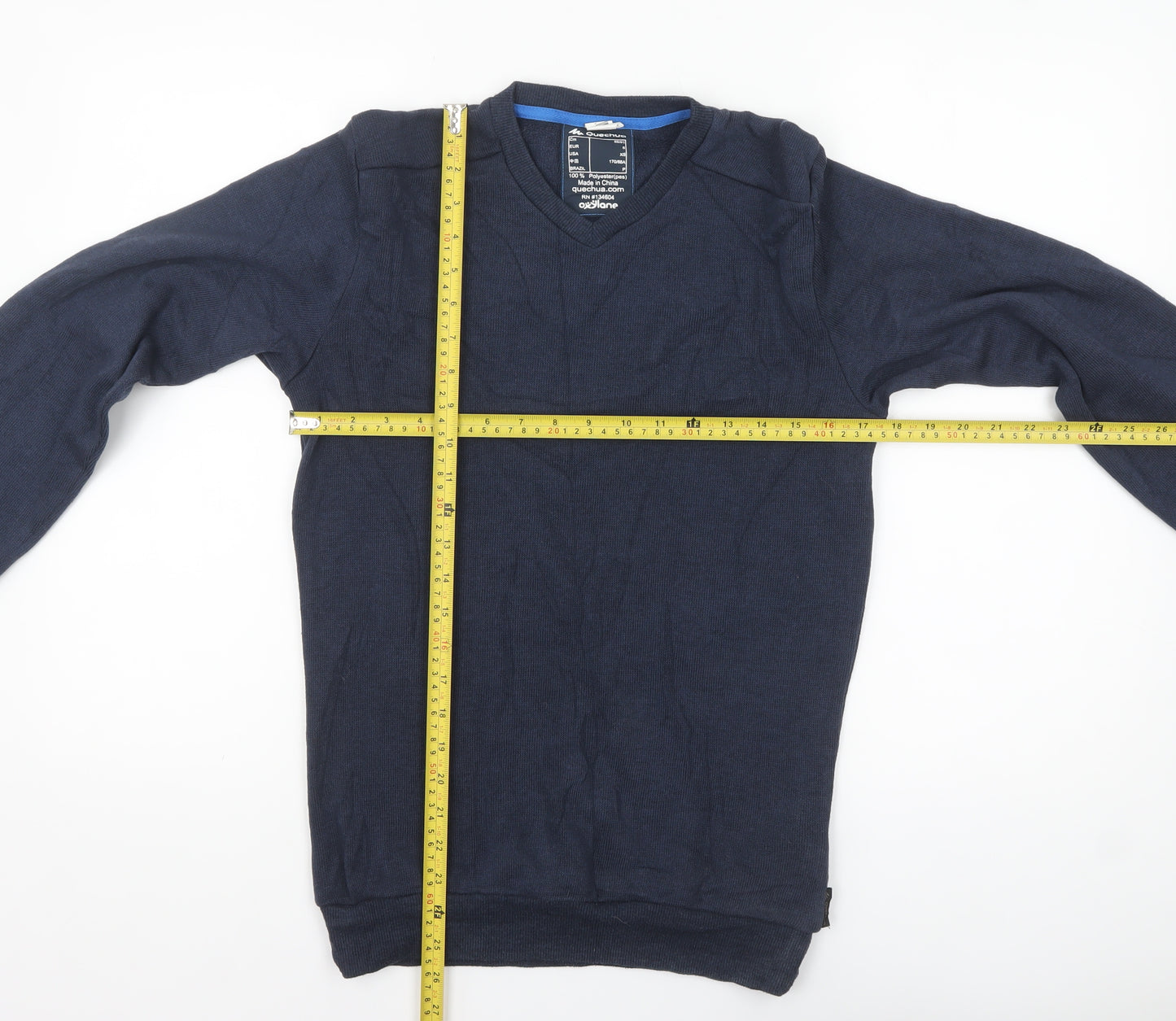 Quechua Men's Blue XS V-Neck Fleece Pullover Jumper