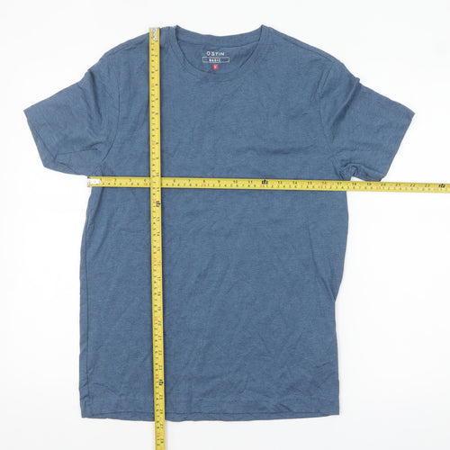 O'STIN Men's Blue Cotton Crew Neck Short Sleeve T-Shirt Size S