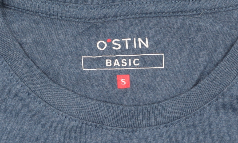 O'STIN Men's Blue Cotton Crew Neck Short Sleeve T-Shirt Size S