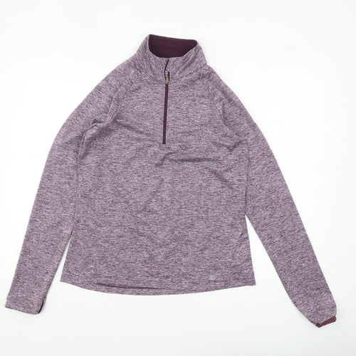 Dunnes Stores Womens Purple 1/4 Zip Long Sleeve Active Top Size 12