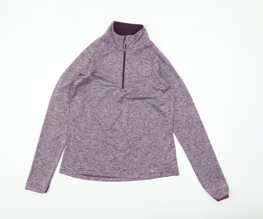 Dunnes Stores Womens Purple 1/4 Zip Long Sleeve Active Top Size 12