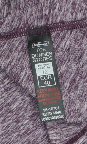 Dunnes Stores Womens Purple 1/4 Zip Long Sleeve Active Top Size 12