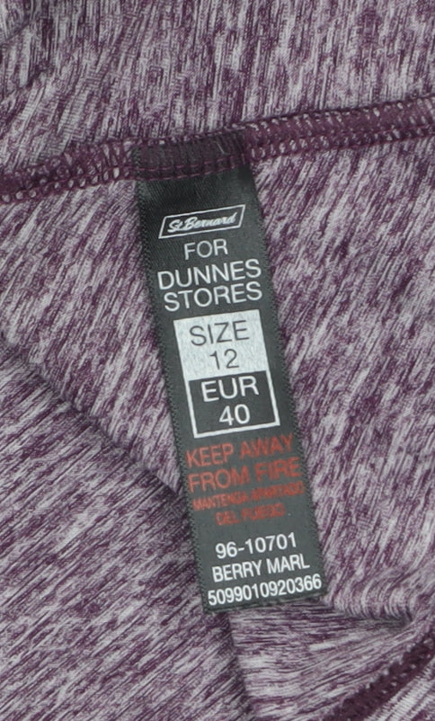 Dunnes Stores Womens Purple 1/4 Zip Long Sleeve Active Top Size 12