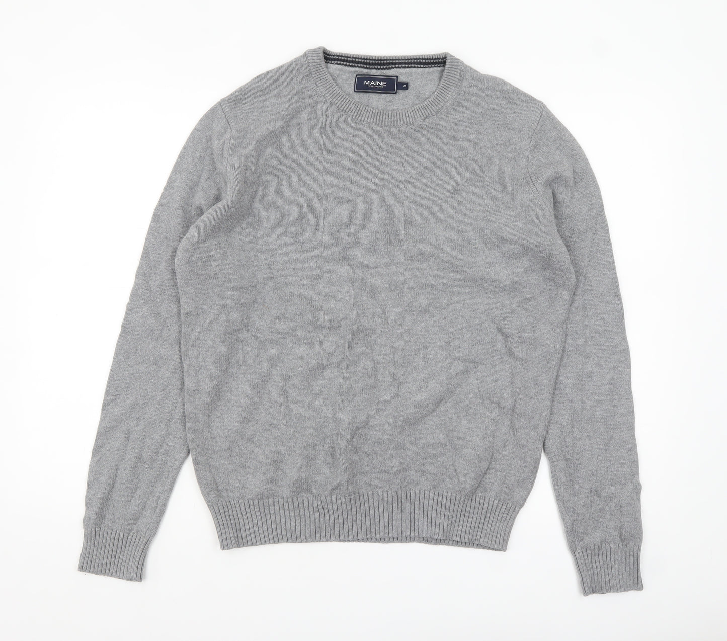 Maine New England Men's Grey Cotton Crew Neck Jumper Medium