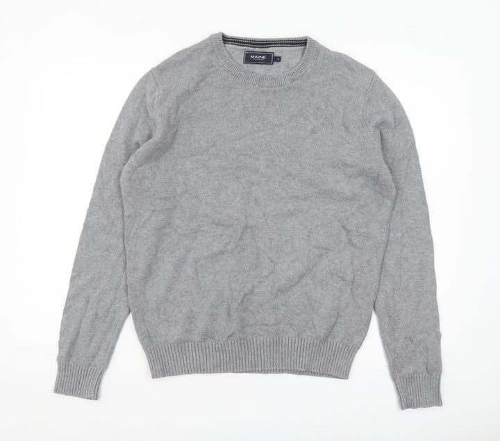 Maine New England Men's Grey Cotton Crew Neck Jumper Medium