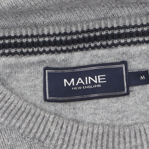 Maine New England Men's Grey Cotton Crew Neck Jumper Medium