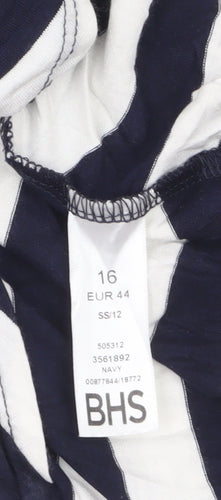 BHS Women’s Navy Striped Fit & Flare Sleeveless Dress Size 16