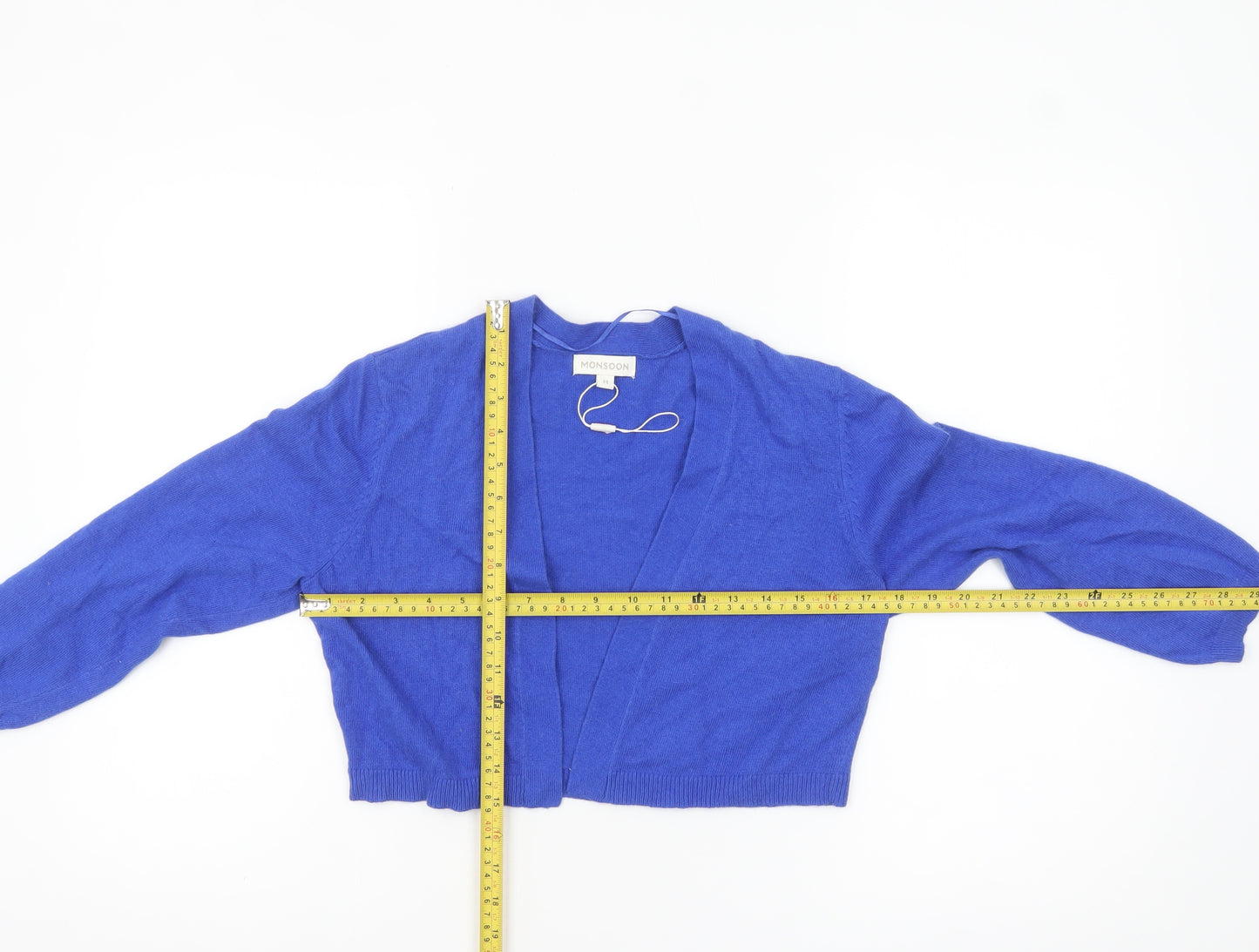 Monsoon Women's Blue V-Neck Long Sleeve Knit Cardigan M