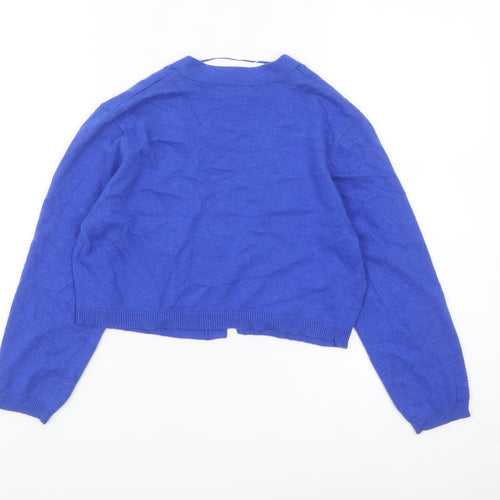 Monsoon Women's Blue V-Neck Long Sleeve Knit Cardigan M