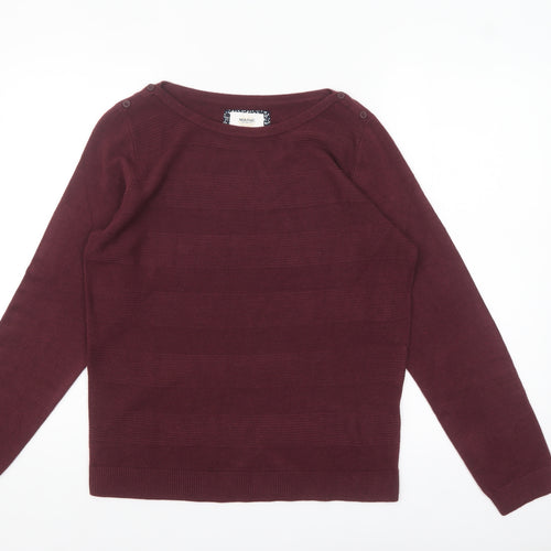 Maine New England Women Red Size 14 Boat Neck Knit Jumper