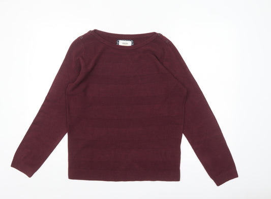 Maine New England Women Red Size 14 Boat Neck Knit Jumper