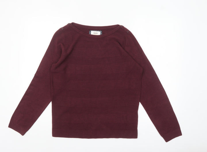Maine New England Women Red Size 14 Boat Neck Knit Jumper
