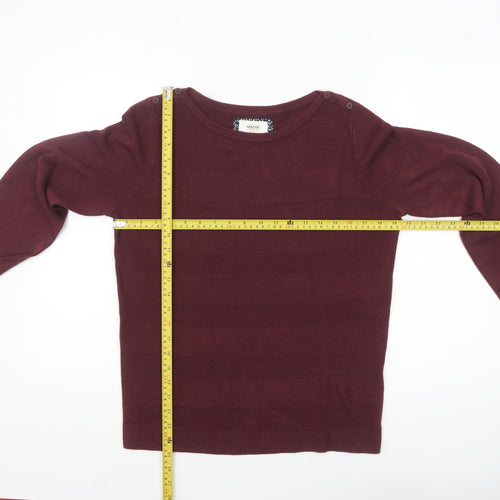 Maine New England Women Red Size 14 Boat Neck Knit Jumper