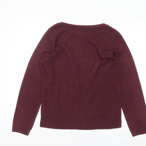 Maine New England Women Red Size 14 Boat Neck Knit Jumper