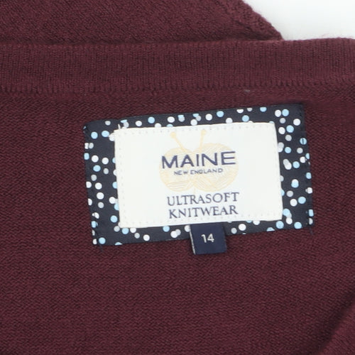 Maine New England Women Red Size 14 Boat Neck Knit Jumper