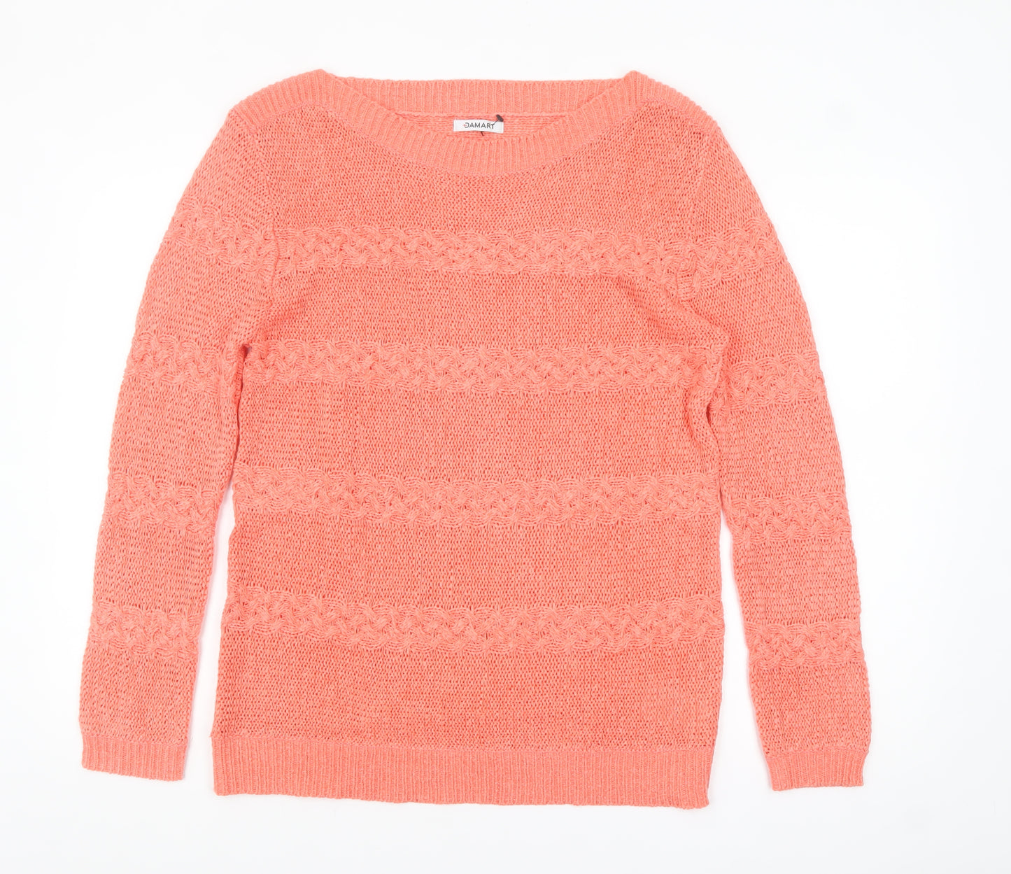 Damart Womens Pink Cable-Knit Jumper Size 18 Long Sleeve Pullover