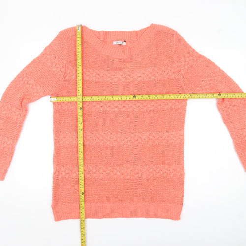 Damart Womens Pink Cable-Knit Jumper Size 18 Long Sleeve Pullover