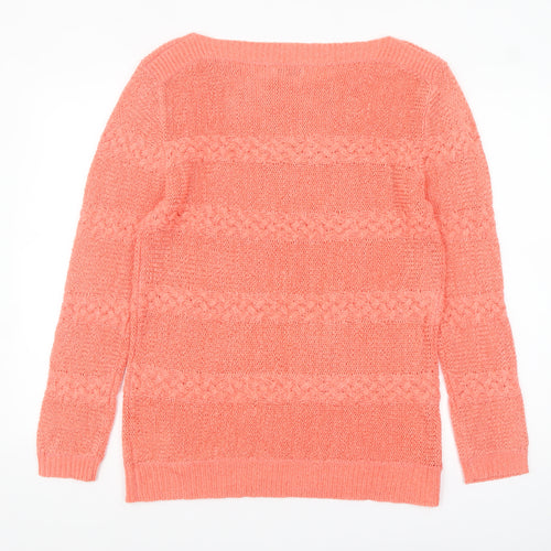 Damart Womens Pink Cable-Knit Jumper Size 18 Long Sleeve Pullover