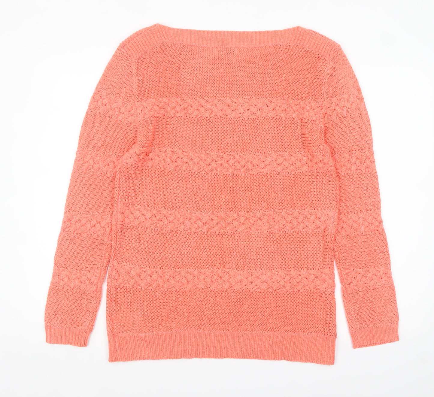 Damart Womens Pink Cable-Knit Jumper Size 18 Long Sleeve Pullover