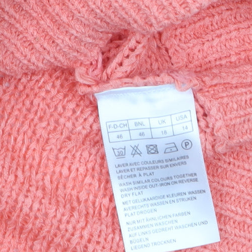 Damart Womens Pink Cable-Knit Jumper Size 18 Long Sleeve Pullover