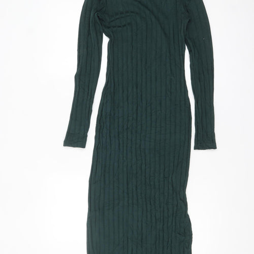 Topshop Women's Green Bodycon Midi Knit Dress Size 6