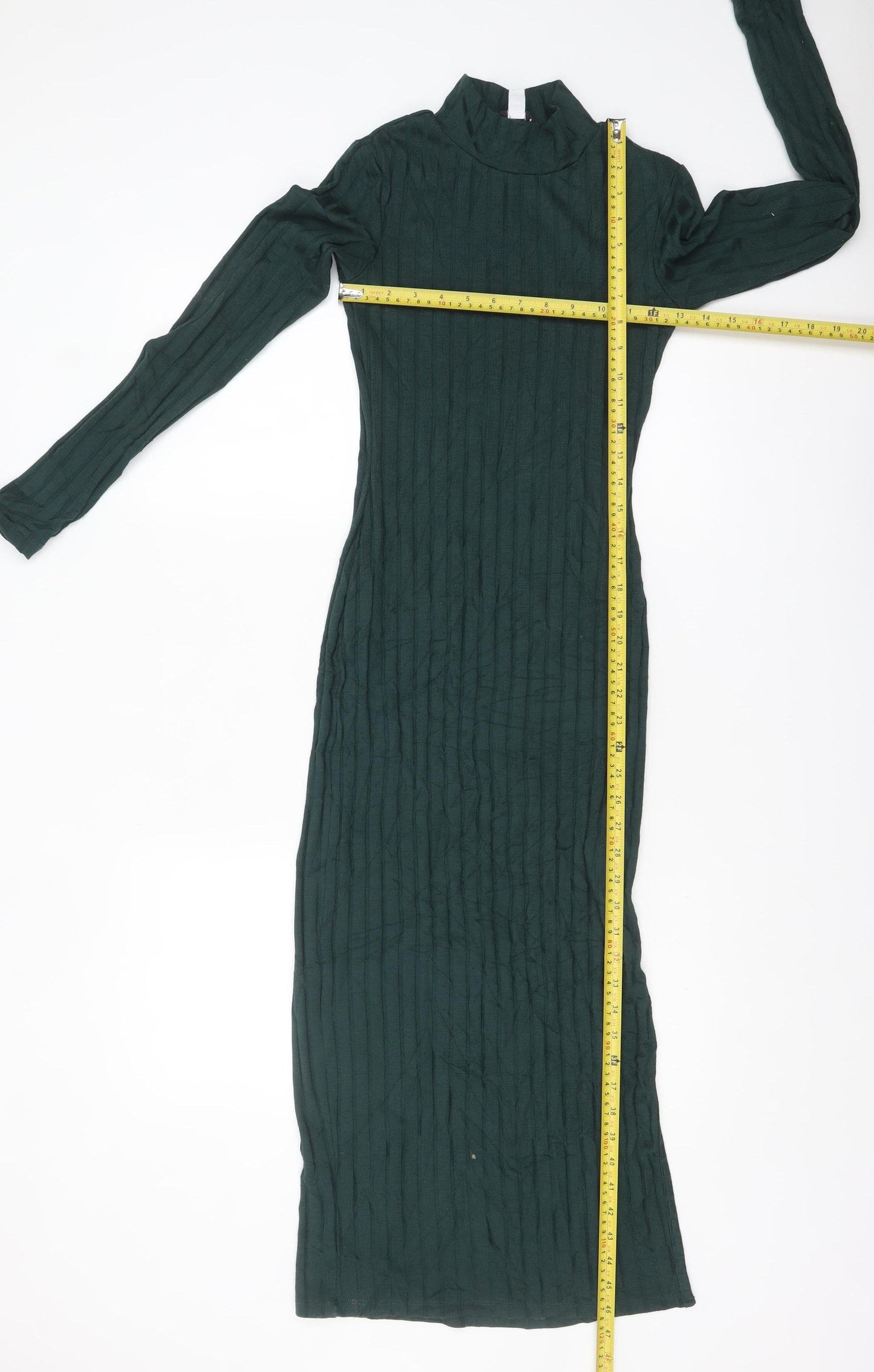 Topshop Women's Green Bodycon Midi Knit Dress Size 6