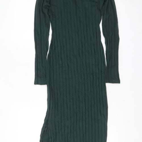 Topshop Women's Green Bodycon Midi Knit Dress Size 6