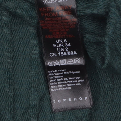 Topshop Women's Green Bodycon Midi Knit Dress Size 6
