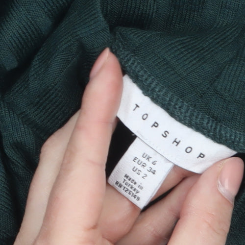 Topshop Women's Green Bodycon Midi Knit Dress Size 6