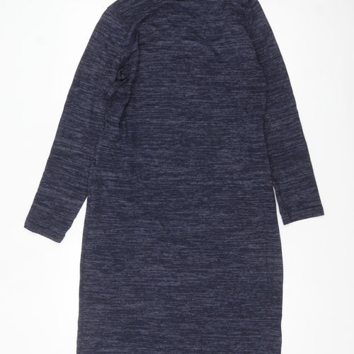 Miladys Women Blue Knit Shift Dress Size 12 Long Sleeve Mock Neck