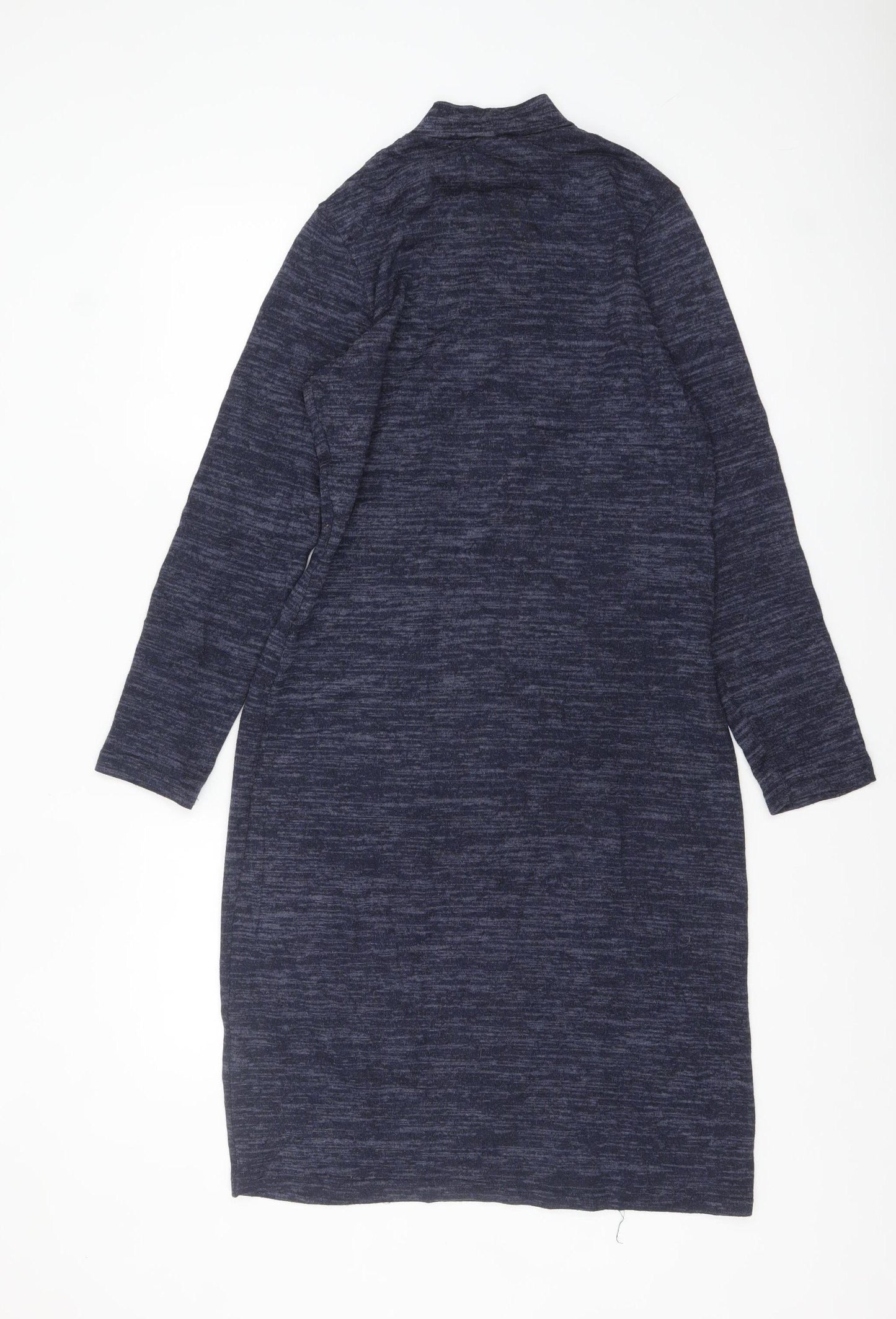 Miladys Women Blue Knit Shift Dress Size 12 Long Sleeve Mock Neck