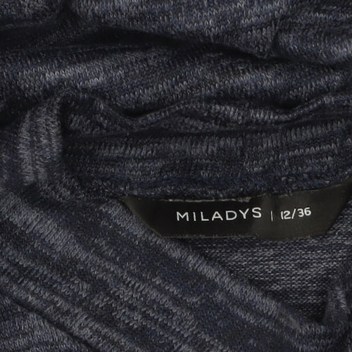 Miladys Women Blue Knit Shift Dress Size 12 Long Sleeve Mock Neck